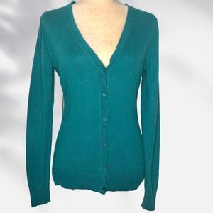 Gap Teal Green V Neck Button Up Cotton Blend Cardigan | XS